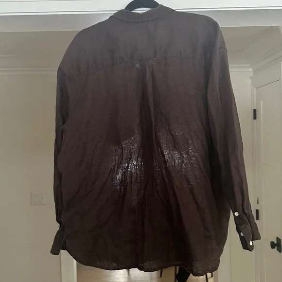 GAP - 100% Linen Brown Button Shirt - Lightweight Summer Casual - Size XL - Picture 8 of 16